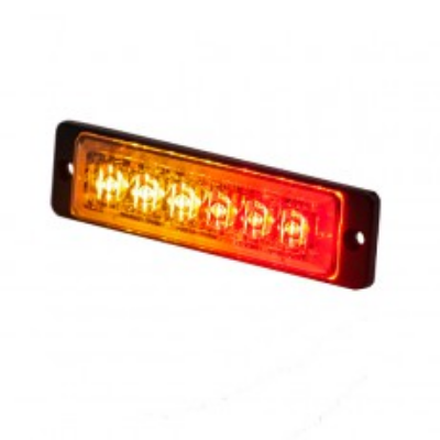 Durite 0-441-15 R65 Slimline High Intensity 3 Red & 3 Amber LED Warning Light (20 flash patterns) PN: 0-441-15